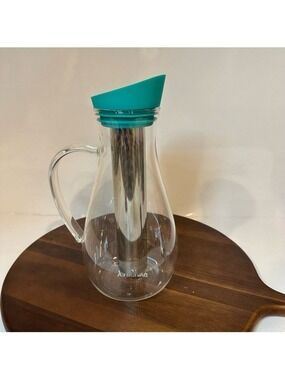 Davids Tea Glass Carafe with Stainless Steel Infuser & Turquoise Silicone Lid